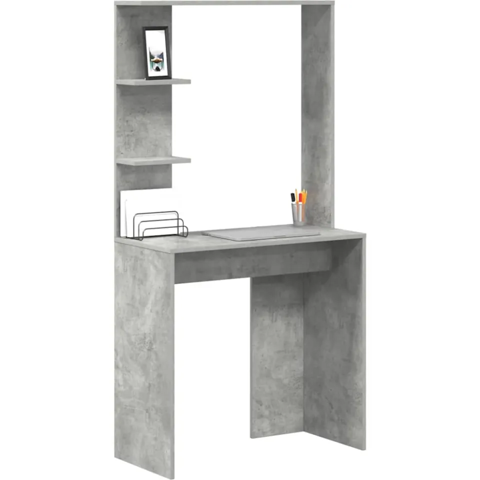 vidaXL Bureau Beton Grijs 78,5 x 37 x 154,5 cm Bewerkt hout