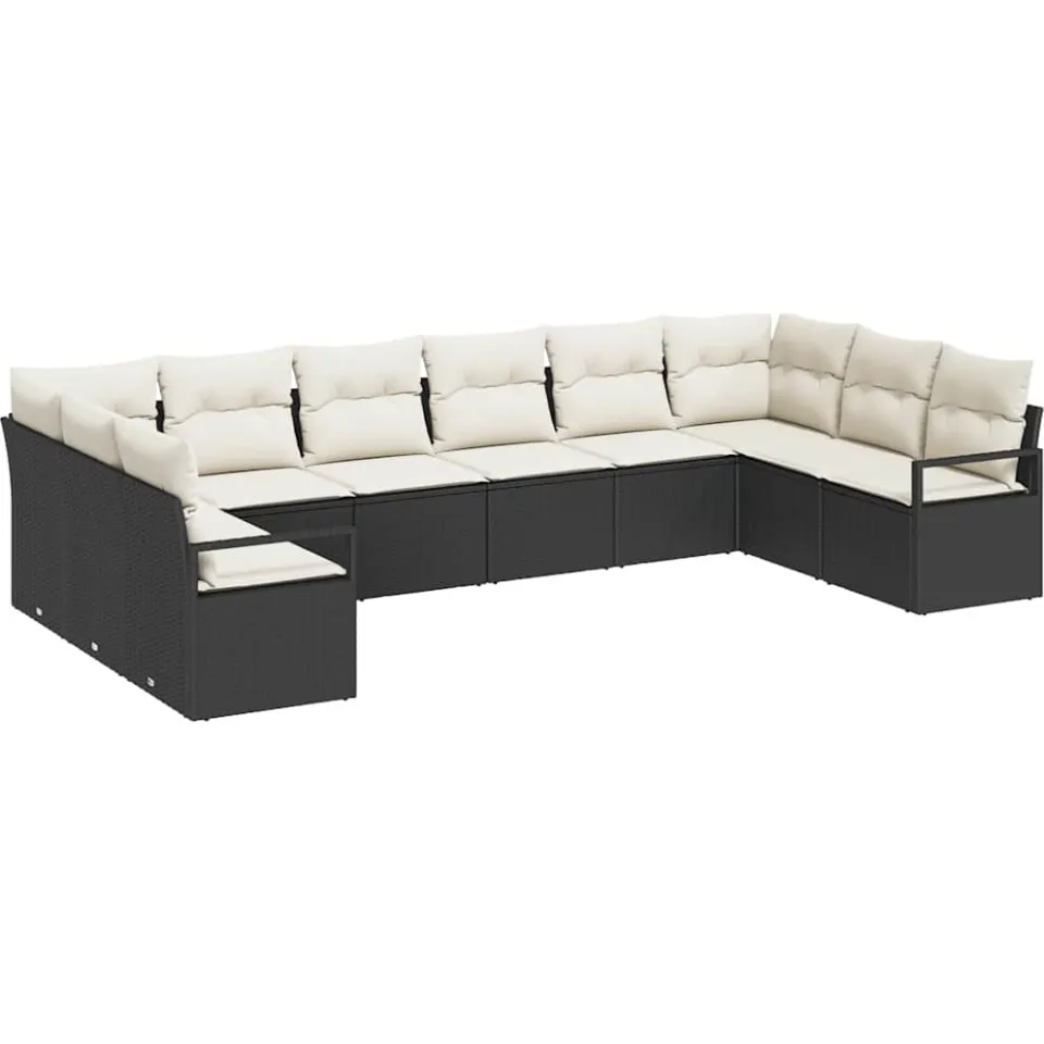 vidaXL Bankstel 10 st Zwart poly rattan