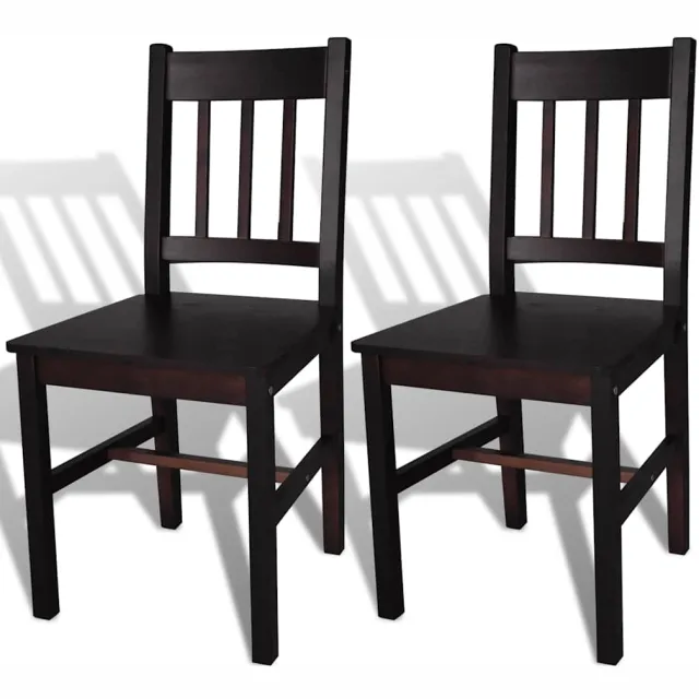 vidaXL Eetkamerstoelen 2 st grenenhout donkerbruin