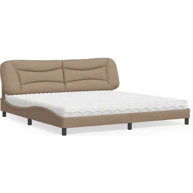 vidaXL Bed met matras "Hvar" kunstleer cappuccinokleurig 200x200 cm Bruin