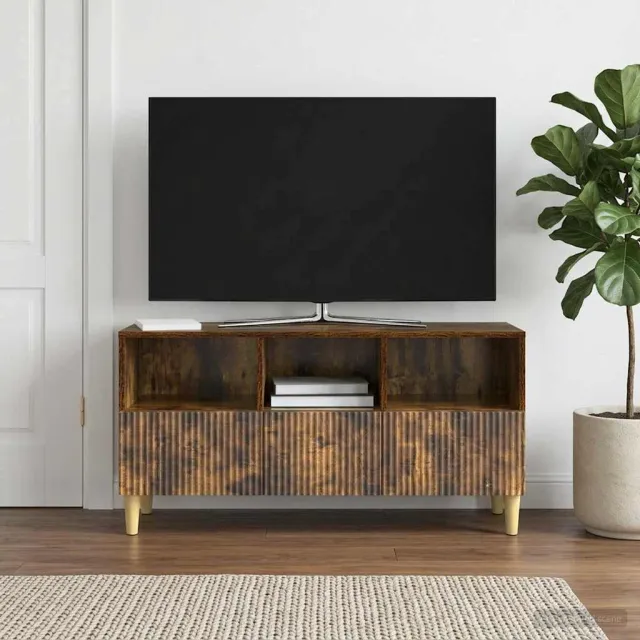vidaXL TV-kast 102 x 34,5 x 50 cm Gerookt eiken Bewerkt hout Bruin