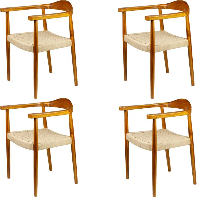 Casa Moro Houten eetkamerstoel - rotan stoel - set Esszimmer-Stuhl Holz