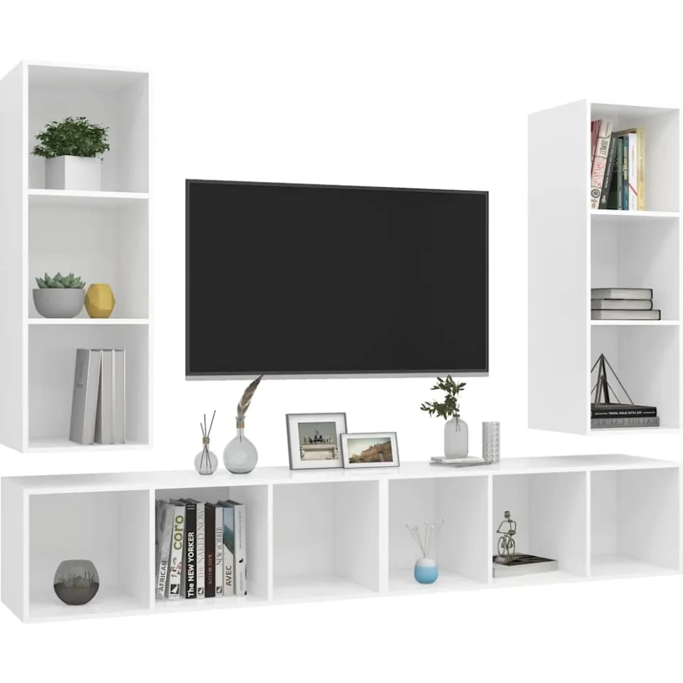 vidaXL Tv-wandmeubelen 4 st bewerkt hout wit, foto 4