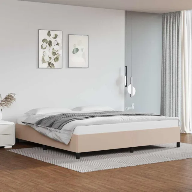 vidaXL Bedframe zonder matras 200x200 cm kunstleer cappuccinokleurig Bruin