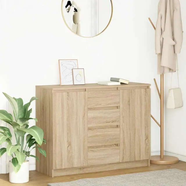 vidaXL Dressoir met lades 100,5x35x76cm spaanplaat sonoma eikenkleurig Bruin
