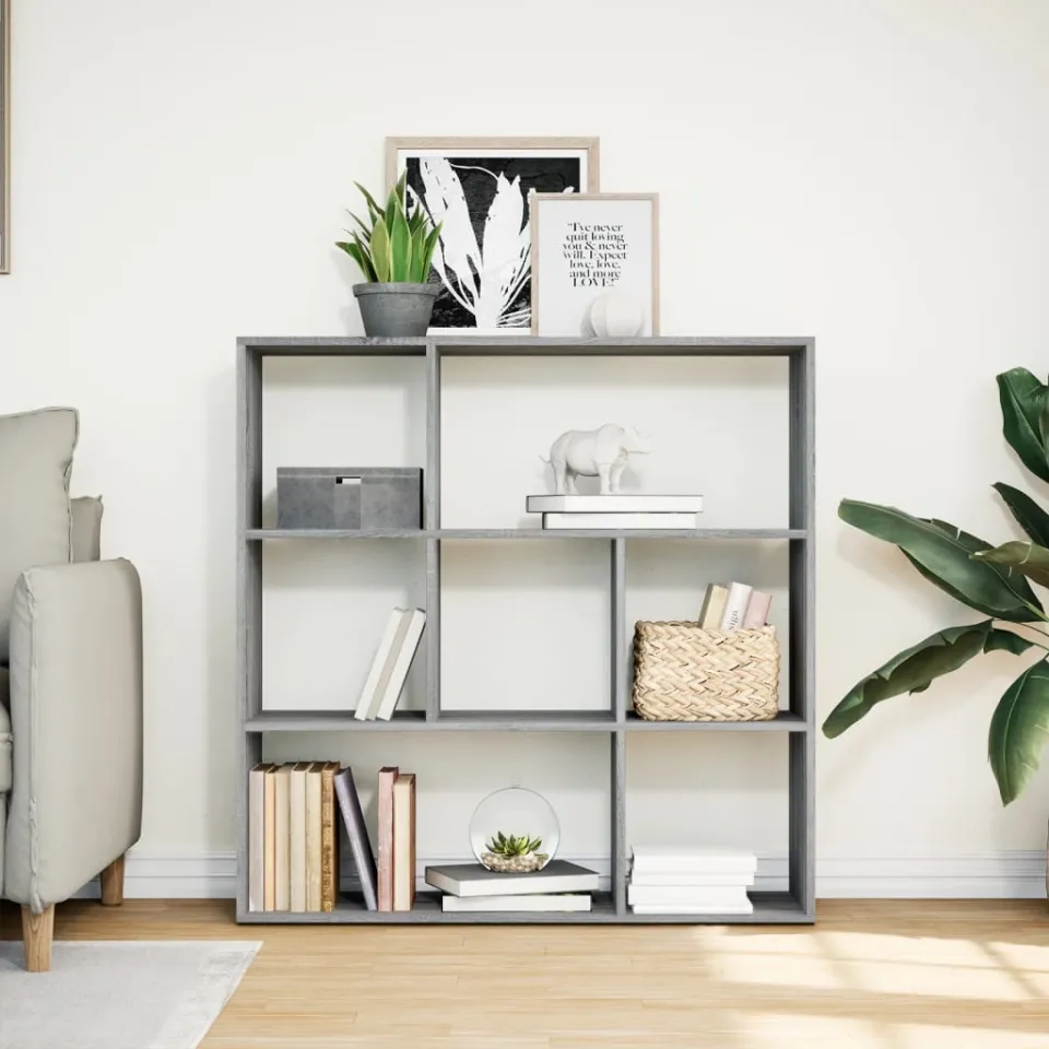 vidaXL Kamerscherm / boekenkast 102x29x103,5 cm hout grijs sonoma, foto 2