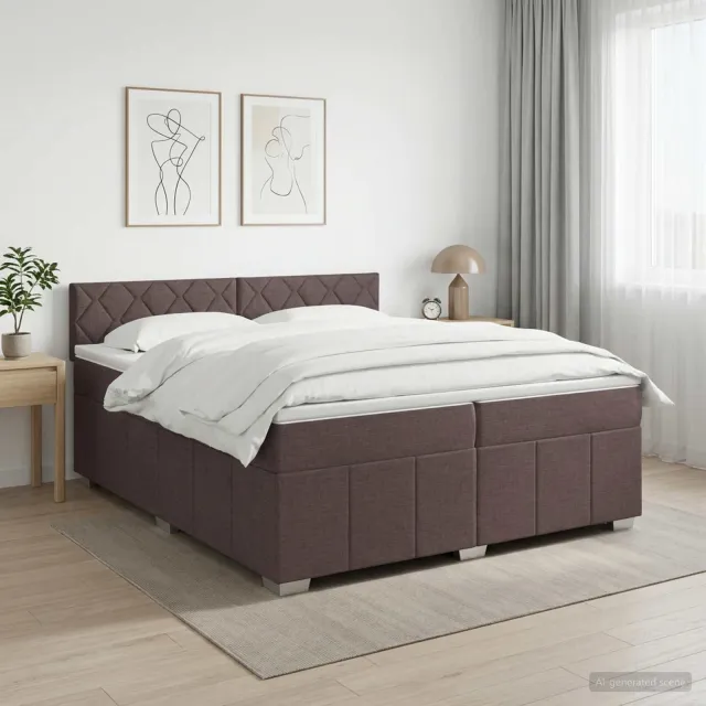 vidaXL Boxspringbed met matras Donkerbruin 200 x 200 cm Stof bruin