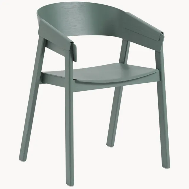 Muuto Houten eetkamerstoel Cover met armleuningen Lichtgroen