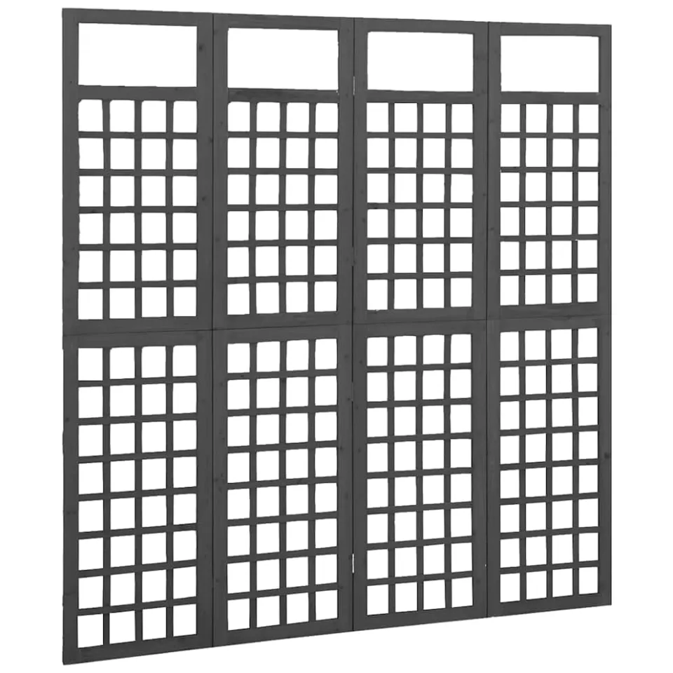 vidaXL Kamerscherm/trellis met 4 panelen161x180 cm vurenhout zwart