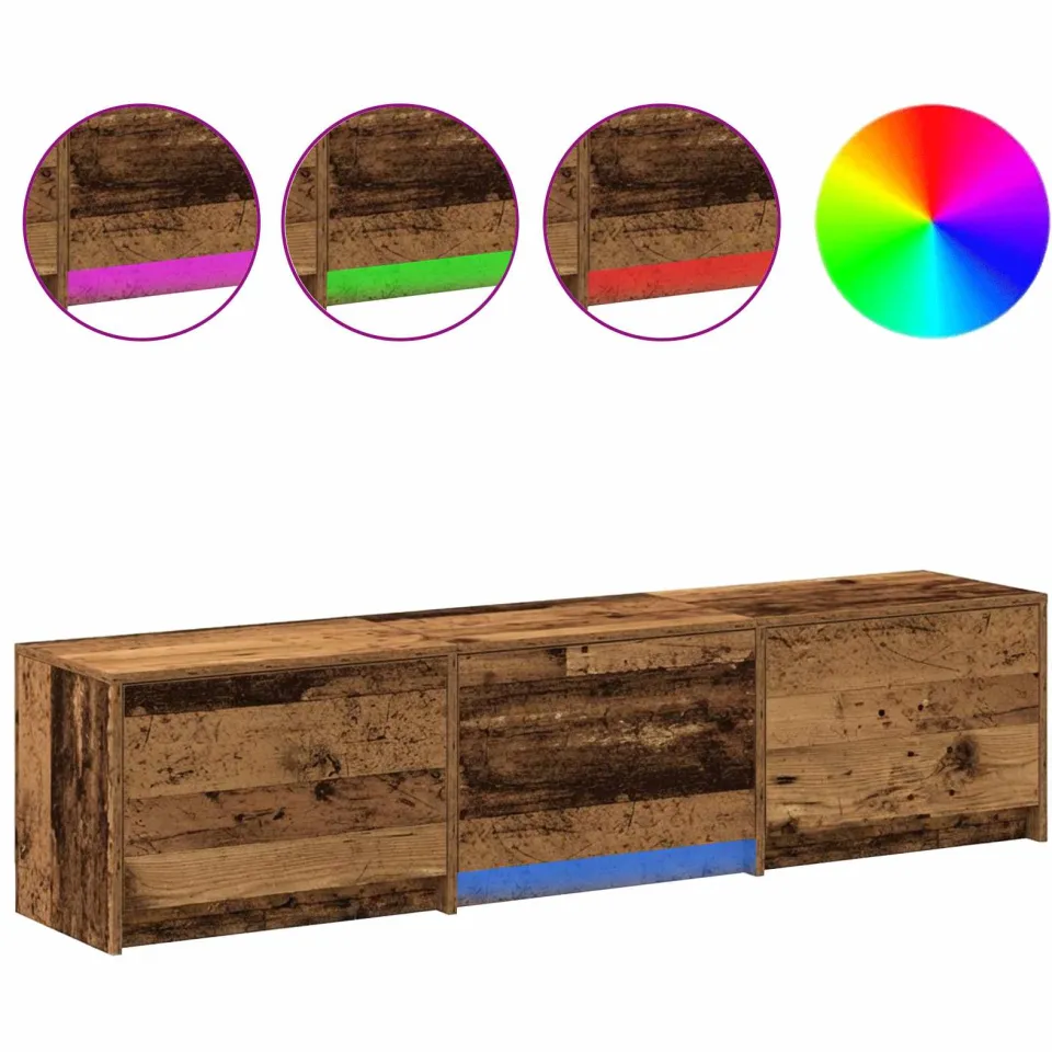 vidaXL TV-kast met LED 165 x 34 x 40 cm Oud hout Geconstrueerd hout bruin, foto 4