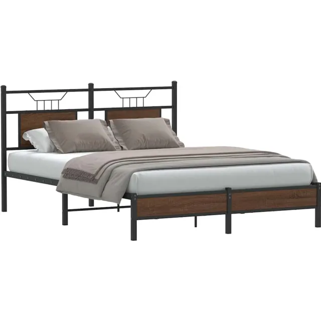 vidaXL Bedframe zonder matras bewerkt hout bruin eikenkleur 140x200 cm