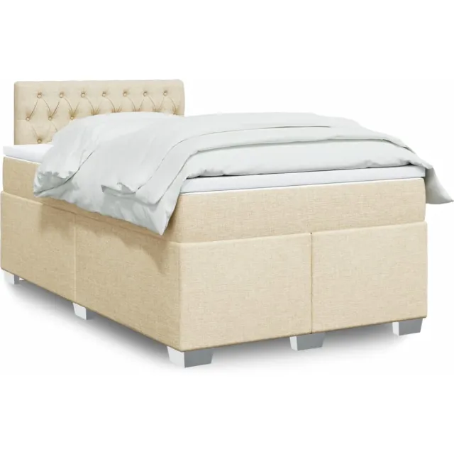 vidaXL Boxspring met matras stof crèmekleurig 120x190 cm