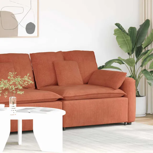 vidaXL Modulaire bank Armleuning eindmodule met kussens 100 cm Oranje