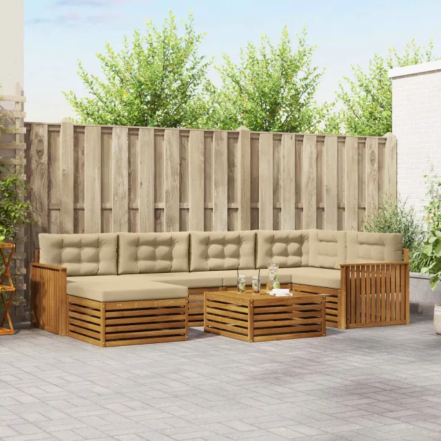 vidaXL Buiten bankenset 7 st 6-zits Natuurlijk en Beige