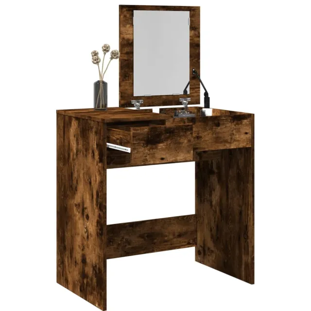 vidaXL Kaptafel met spiegel 73x46,5x120 cm gerookt eikenkleurig Bruin