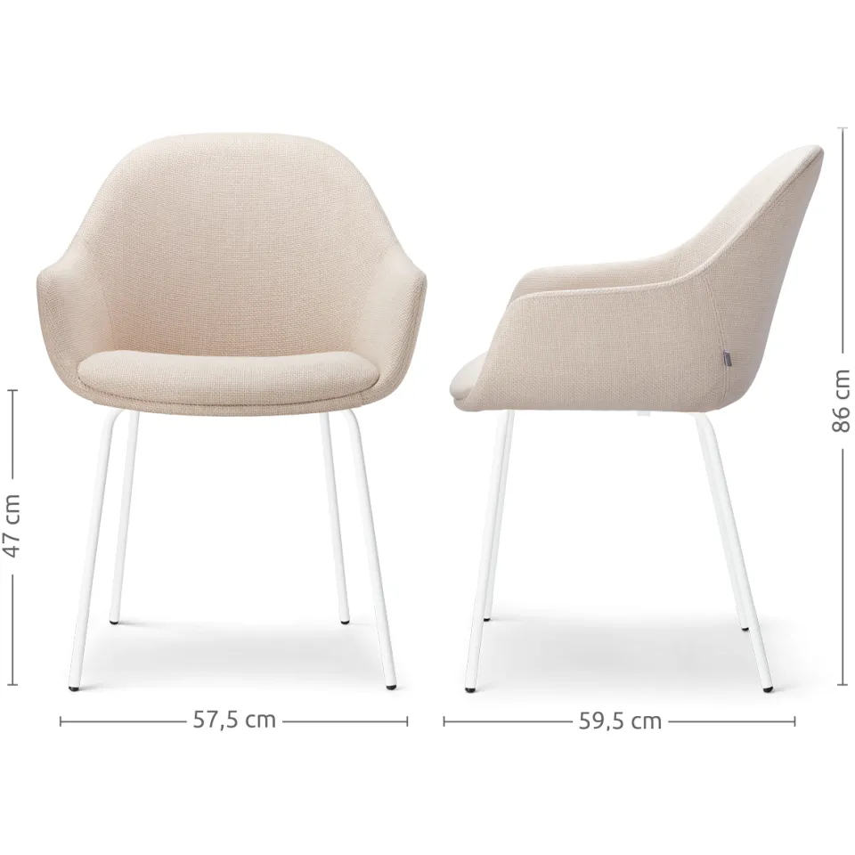 Nolon Nora-Mae eetkamerstoel beige - wit onderstel, foto 3