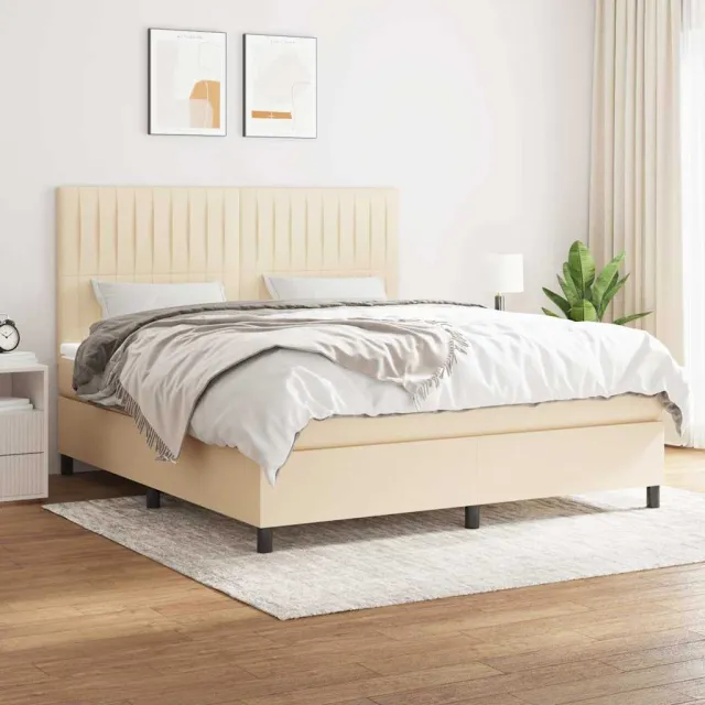 vidaXL Boxspring met matras stof crèmekleurig 160x200 cm
