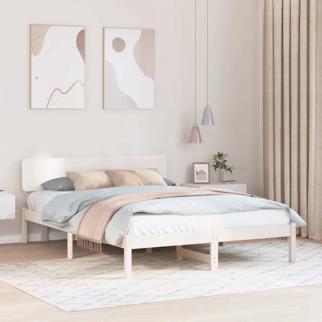 vidaXL Bedframe met hoofdeinde Wit 200 x 200 cm Massief grenenhout