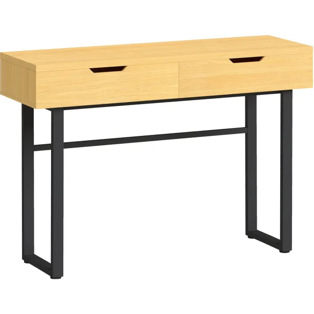Homona Konsolentafel - Met 2 lades - Stalen frame - 110 x 35 x 76,5 cm - Natuur/Zwart Multi