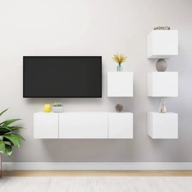 vidaXL 6-delige Tv-meubelset bewerkt hout wit, foto 2