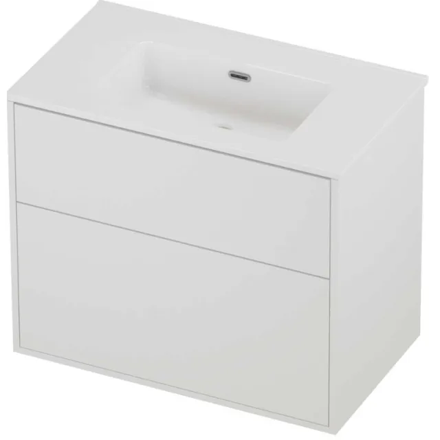 Proline Tribute Badmeubelset Porselein Elegant 2 Laden 80x46x67 cm Glans Wit Mat White Mat Wit