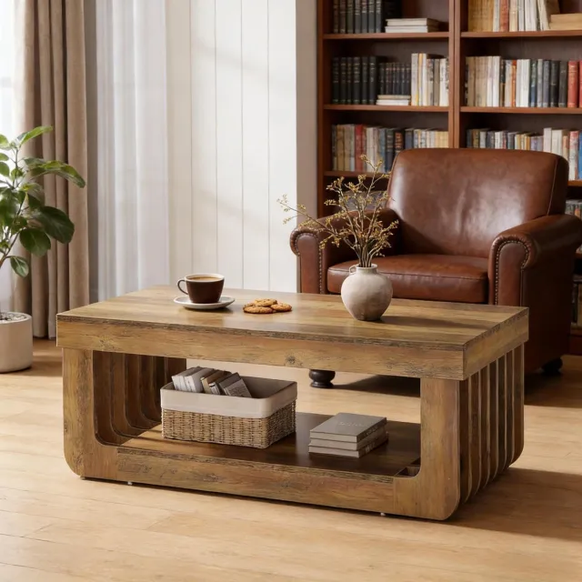 CHICFURN Salontafel - Open opbergruimte - Tweelaags - Bruin