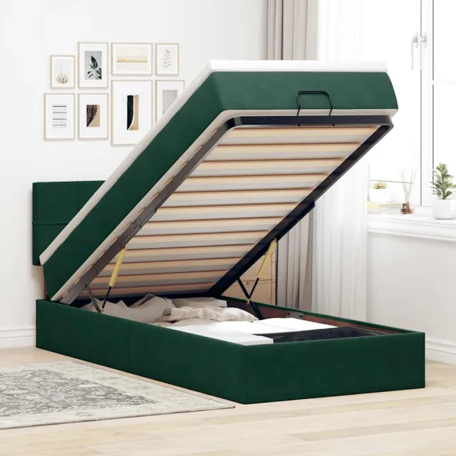 vidaXL Ottoman bed met matras 80x200cm fluweel donkergroen