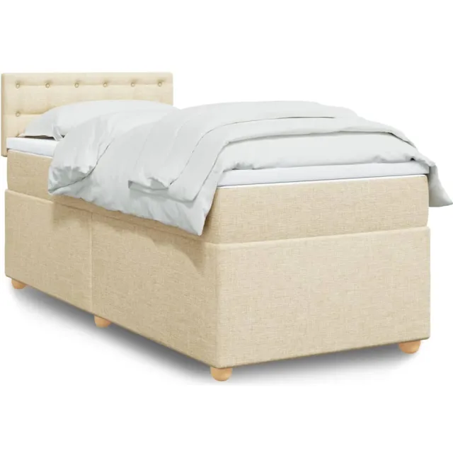 vidaXL Boxspring met matras stof crèmekleurig 80x200 cm