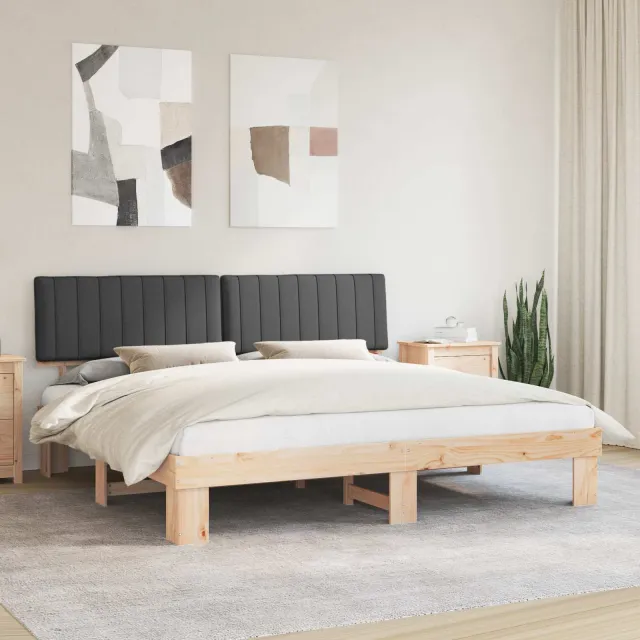 vidaXL Bedframe met Gevoerd Hoofdgedeelte Donkergrijs 200 x 200 cm