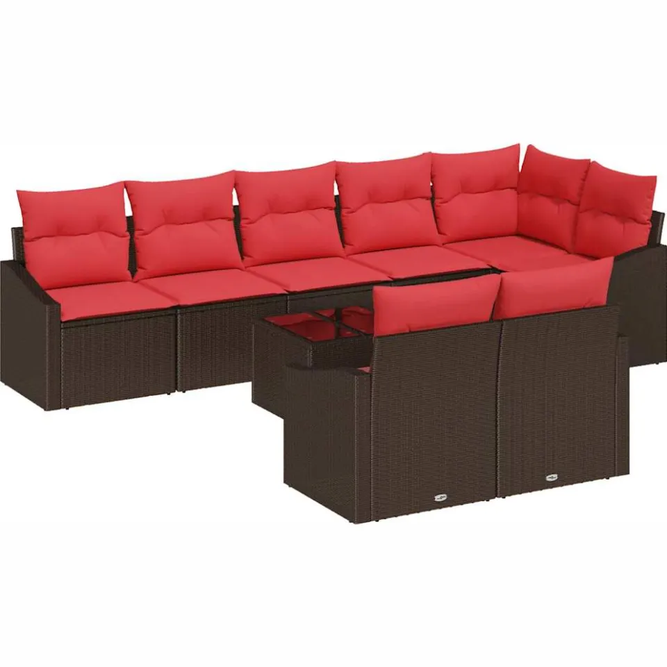 vidaXL Bankstel 9 st Bruin poly rattan