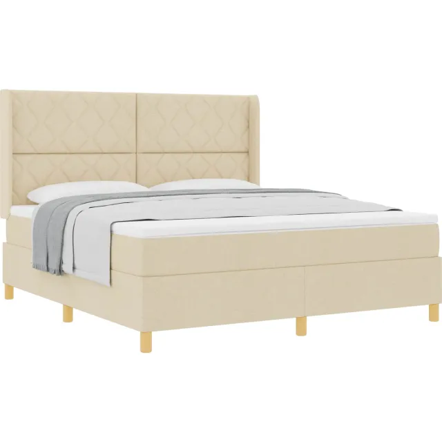 vidaXL Boxspringbed met hoofdeinde Crème 180 x 200 cm Stof