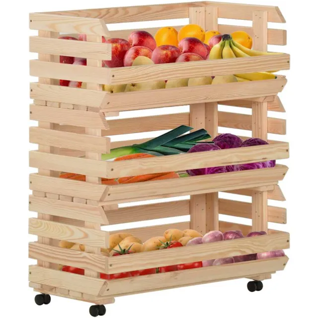 vidaXL Groentetrolley 77x30x80 cm massief grenenhout Bruin