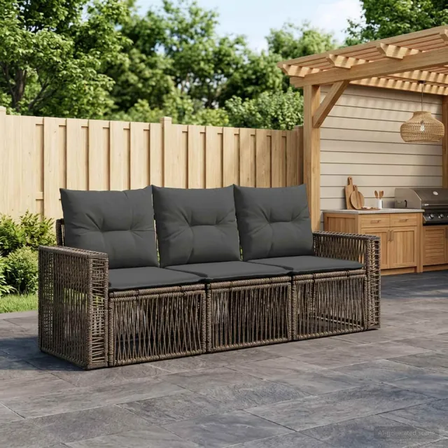 vidaXL Tuinbankenset 3 st 3-zits Grijs en Donkergrijs poly rattan, foto 2