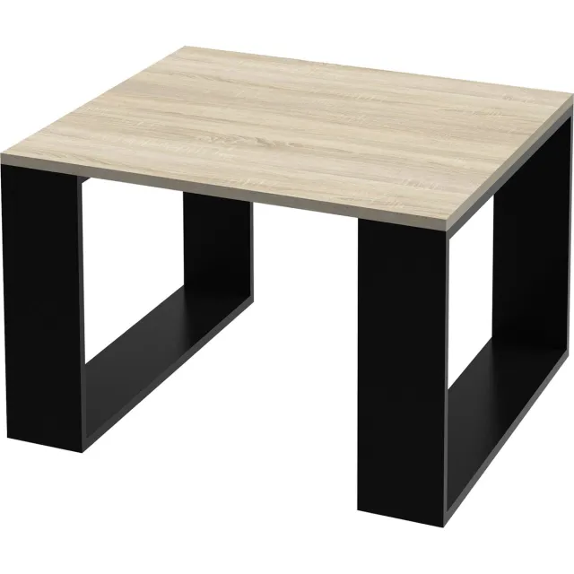 ml-design Loungetafel 65x65x40 cm in Zwarte Eikenstijl met Sledepoten Vierkant Ontwerp Ideaal als Bijzettafel voor Woonkamer of Kantoor Moderne Koffietafel Perfect voor Koffie of Theemomenten Lichtbruin, Zwart