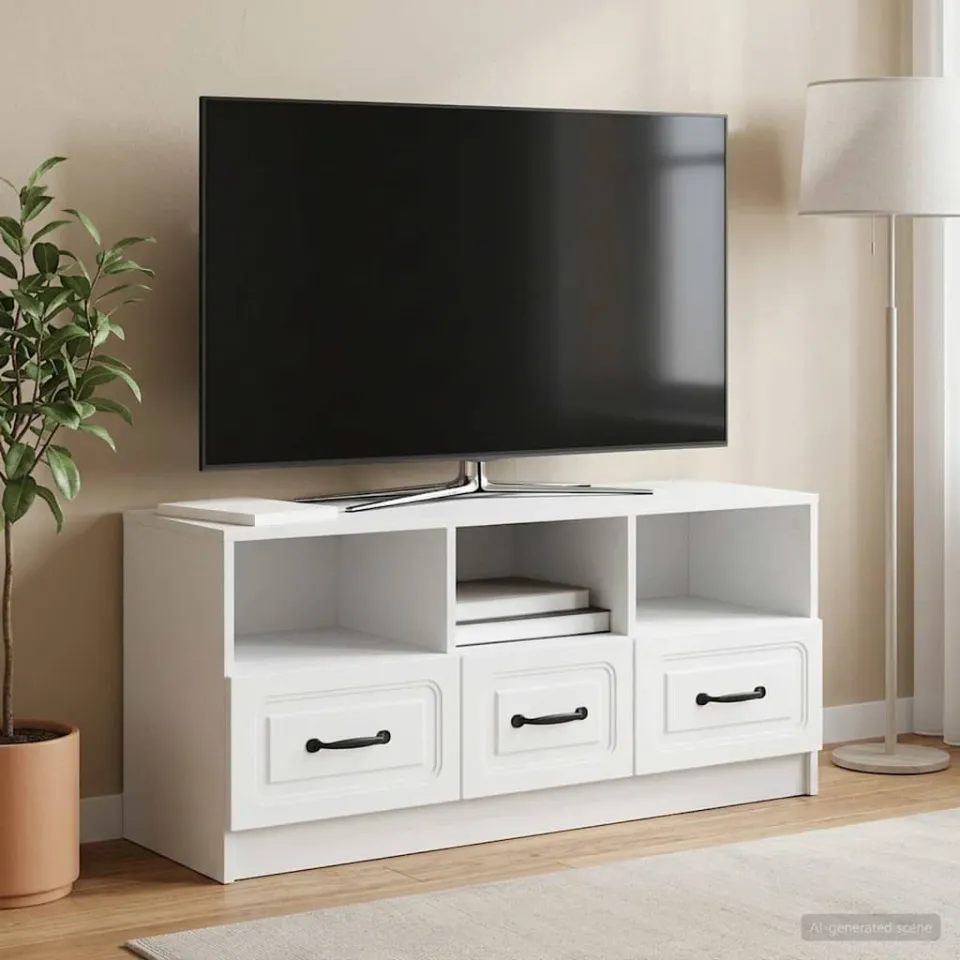 vidaXL TV-kast met lade Wit 102 x 34,5 x 47 cm Bewerkt hout, foto 4