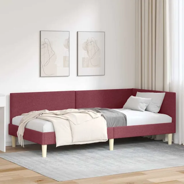 vidaXL Hoekbedframe Wijnrood 80 x 200 cm Stof