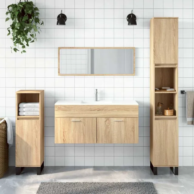 vidaXL Badkamerkast met spiegel bewerkt hout sonoma eikenkleurig, foto 2