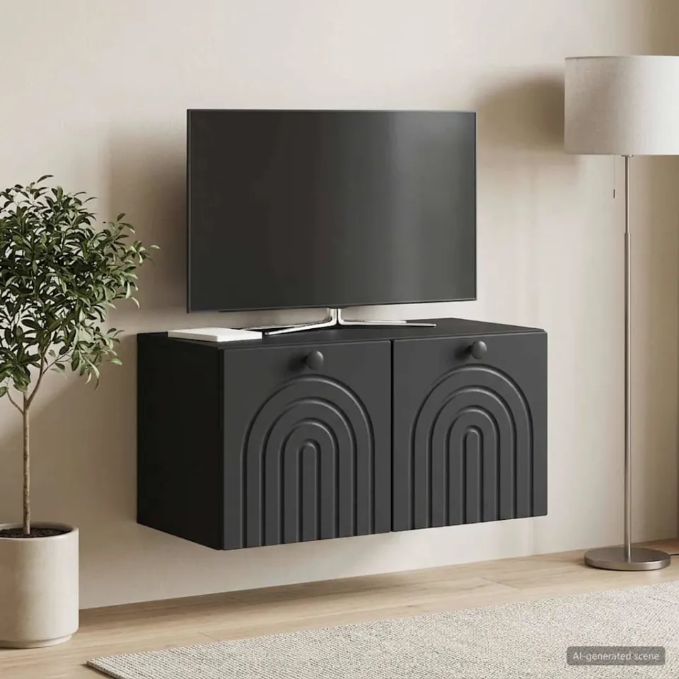 vidaXL Wandbeugel TV-kast Zwart 59,5 x 31 x 30 cm Bewerkt hout, foto 4
