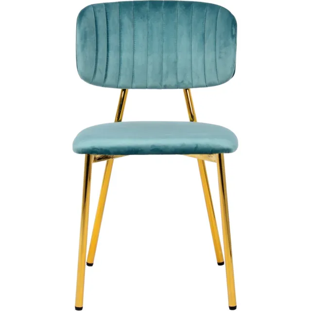 Padiro eetkamerstoel - 2-delige set - 51 x 80 x 47 cm - Mint - Retro - Polyester, Fluweel, IJzer - met rugleuning