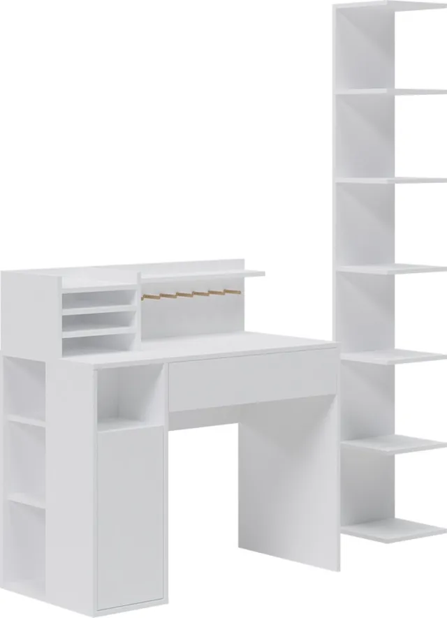 Vicco Bureau – 2 delen, met boekenplank Wit