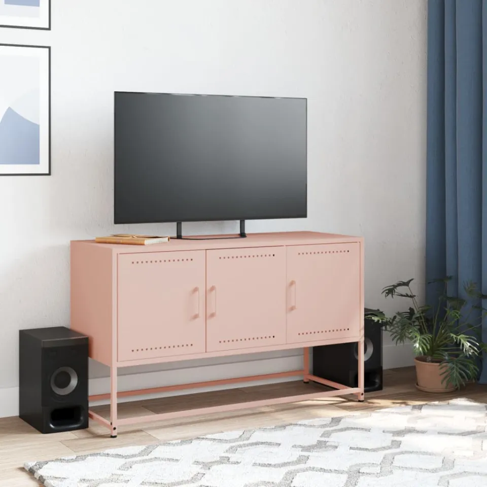 vidaXL Tv-meubel 100,5x39x60,5 cm staal roze, foto 3
