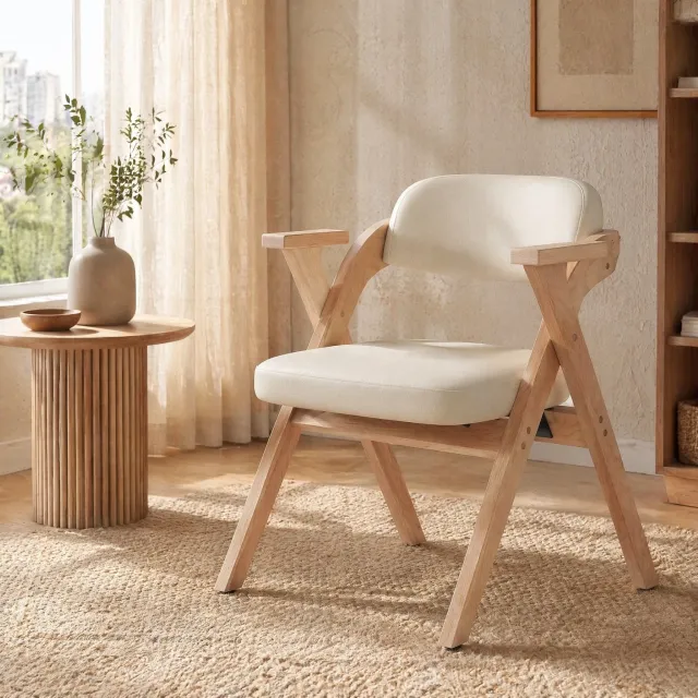 Maisentiel Klapbare eetkamerstoelen set van 2 – 64,5 x 66,5 x 76 cm – hout, beige