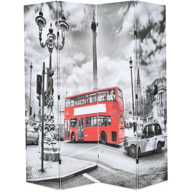 vidaXL Kamerscherm inklapbaar Londen bus 160x170 cm zwart en wit Meerkleurig