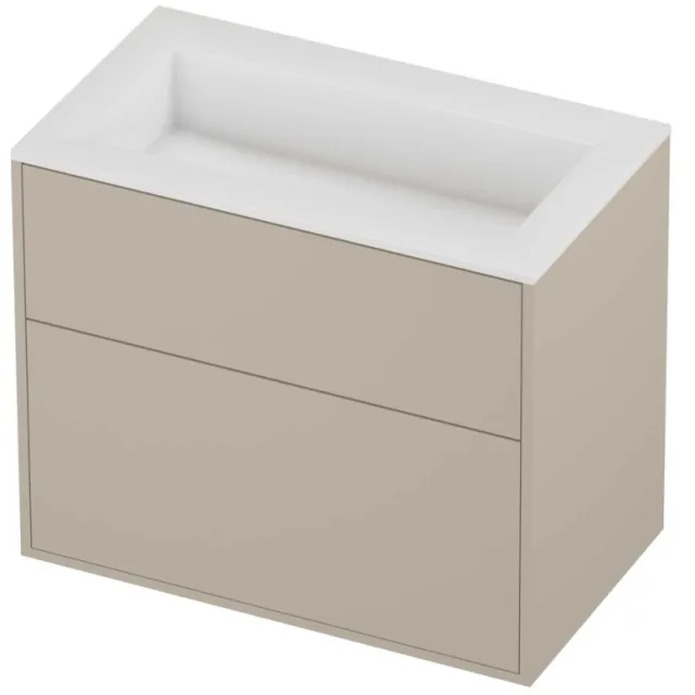 Proline Aristo Badmeubelset Polystone Elegant 2 Laden 80x46x67 cm Glans Wit Soft Linen Beige