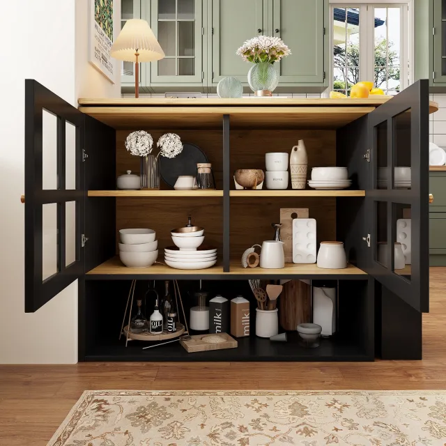 Maisentiel Uitschuifbare bartafel met opbergruimte - 360° draaibaar - 138-204 x 39 x 102,5 cm - zwart