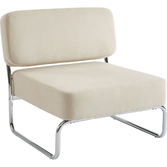 BAITA BAÏTA - JACK - Fauteuil - Beige stof - Verchroomde metalen poten