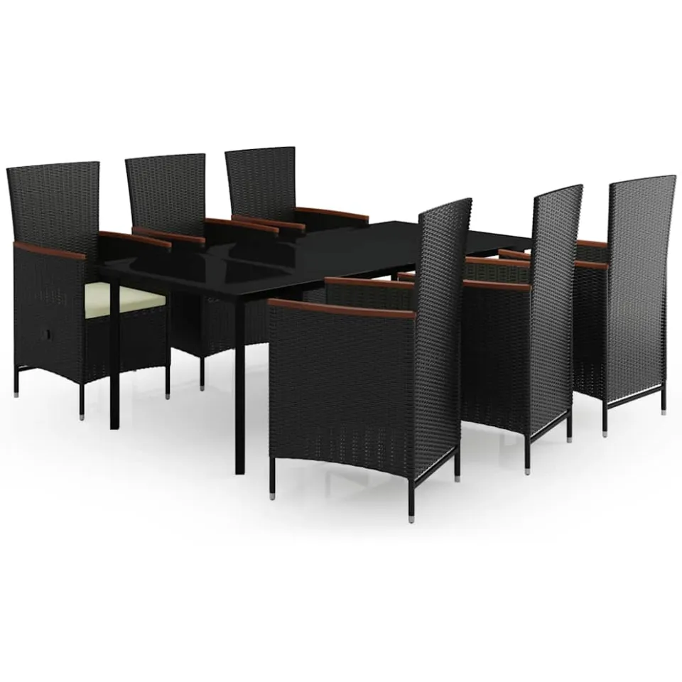 vidaXL 7-delige Tuinset met kussens zwart, foto 3