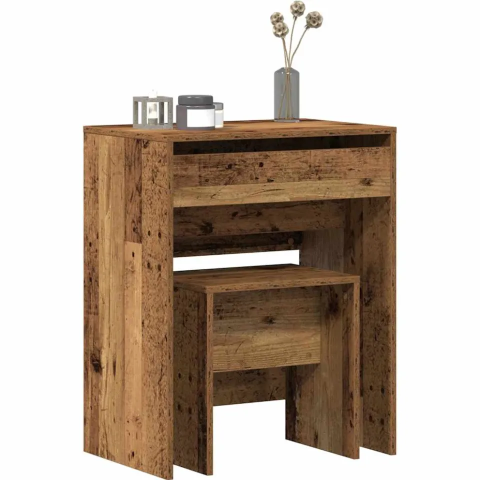 vidaXL Kaptafel 2 st Oud Hout 60 x 40 x 75 cm Bewerkt hout Bruin