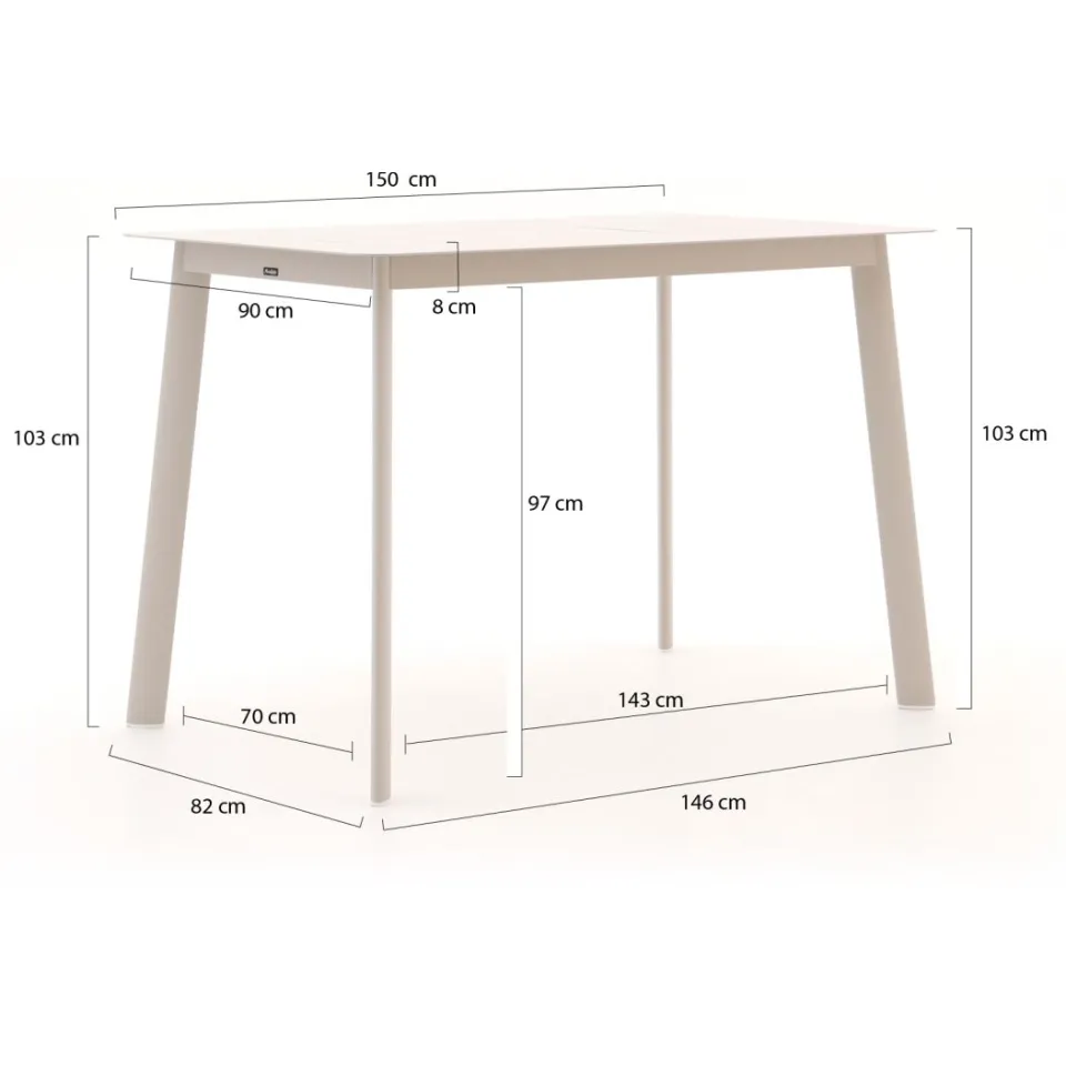 Manifesto Furniture Manifesto Idro/Savio 150cm barset 5-delig taupe, foto 4