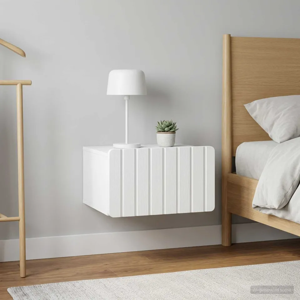 vidaXL Wandbeugel Bedkast 2 st Wit 49 x 34,5 x 24 cm Bewerkt hout, foto 3